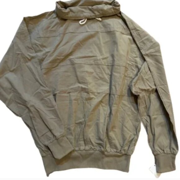 New XL 100% Cotton Mens Pullover Cowl Neck Beige Small Beige Tan Light Jacket - Picture 5 of 8